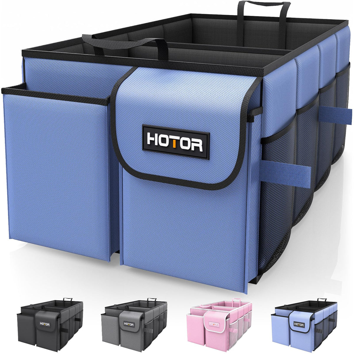 HOTOR Foldable Trunk Organizer - SUV & Sedan Compatible, Sturdy Car Organization for Accessories, Tools, Sundries