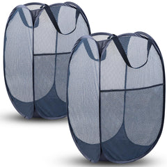 70L Collapsible Mesh Pop-Up Laundry Hamper with Side Pocket