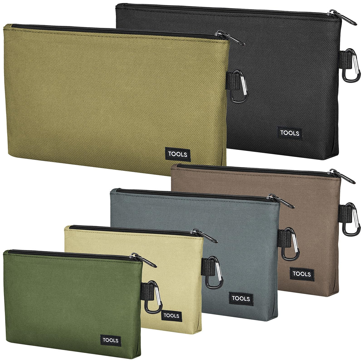 Tool Bag Zipper Pouch, Premium Tool Pouch, Utility Multipurpose Storage Organizer Tool Pouches with Carabiner Metal Zipper for Tools
