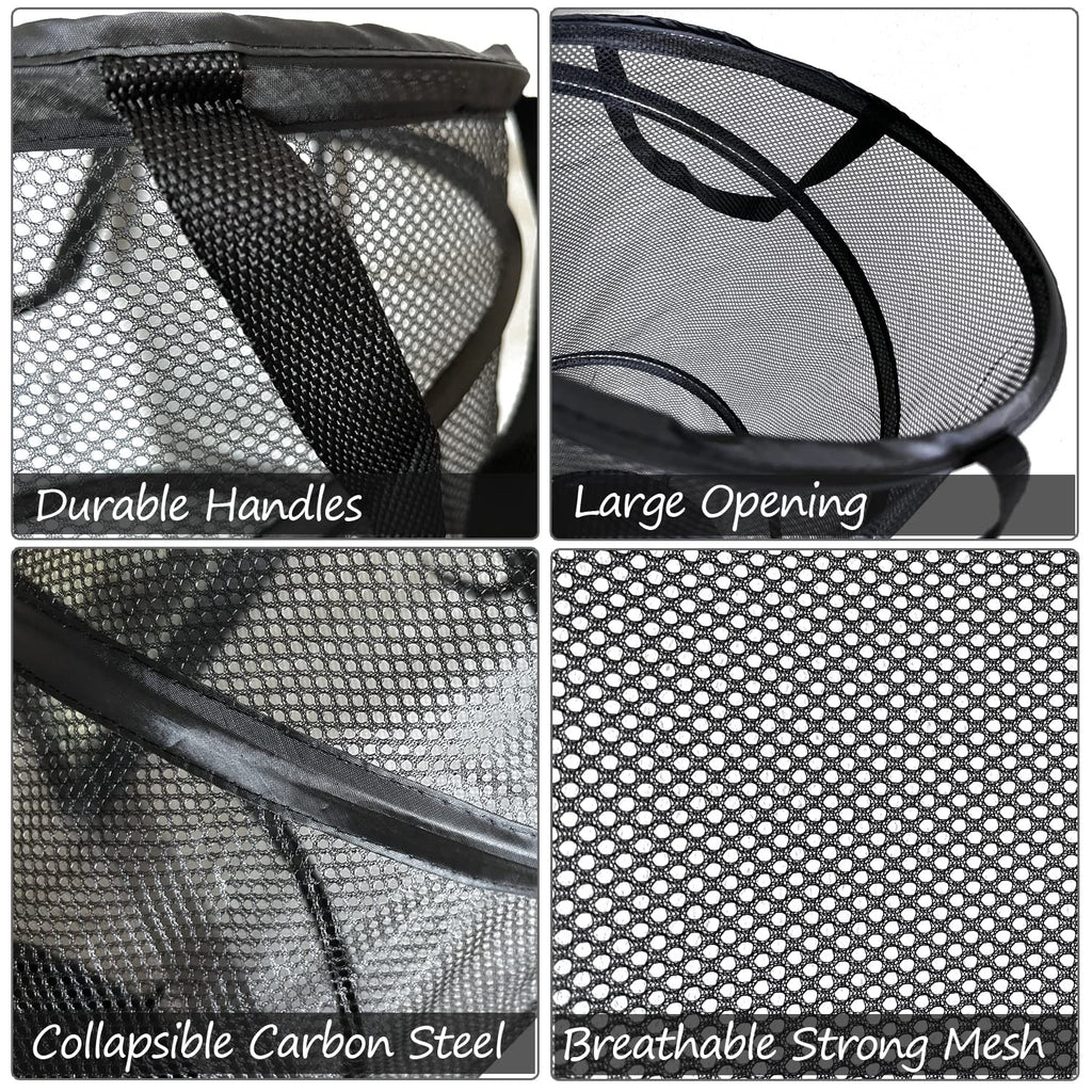 BATTOO Large Collapsible Laundry Basket Foldable Mesh Pop Up Hamper with Handles for Laundry Room, Bathroom, Kids Room, College Dorm, Travel, Storage Organizer