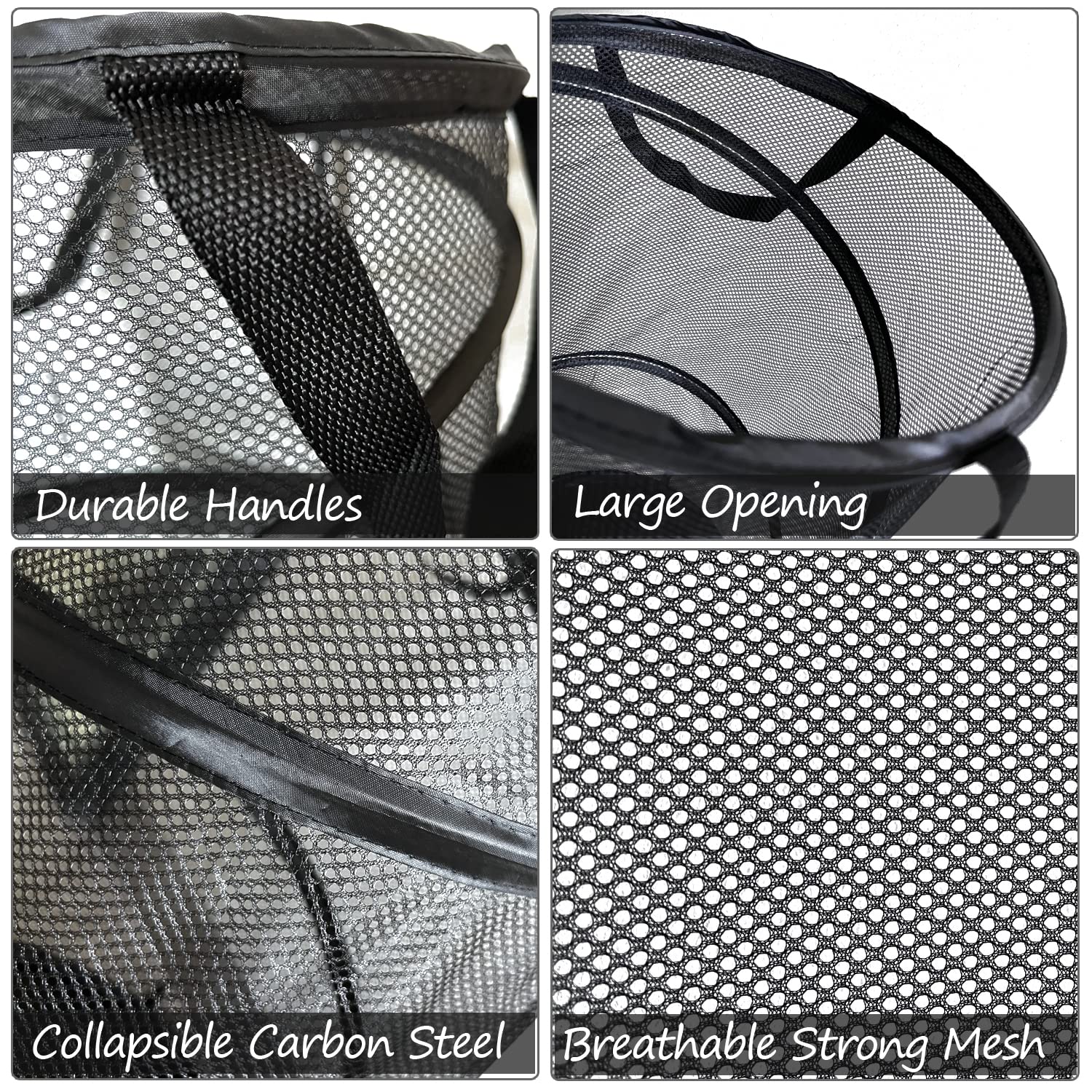 BATTOO Large Collapsible Laundry Basket Foldable Mesh Pop Up Hamper with Handles for Laundry Room, Bathroom, Kids Room, College Dorm, Travel, Storage Organizer