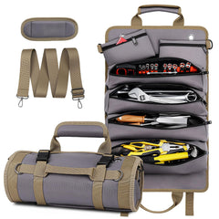 Heavy-Duty Waterproof Tool Roll Organizer with Detachable Pouches