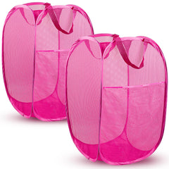70L Collapsible Mesh Pop-Up Laundry Hamper with Side Pocket
