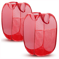 70L Collapsible Mesh Pop-Up Laundry Hamper with Side Pocket