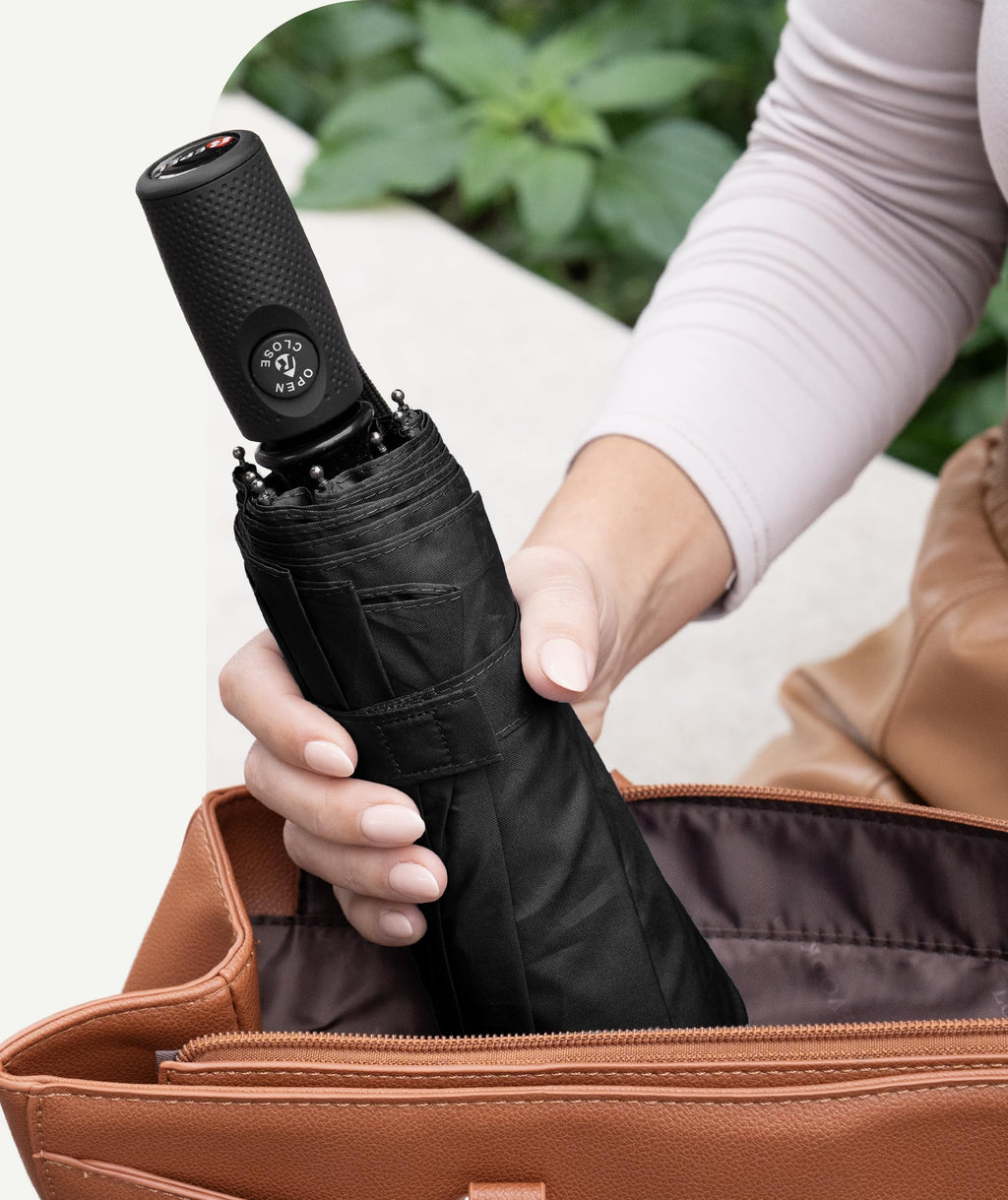 Windproof Travel Umbrella - Compact & Withstands Winds up to 100MPH, Strongest Premium Auto Folding Umbrella for Rain and Sun - Durable, Light & Portable for Women & Men, Fits Backpack & Cars