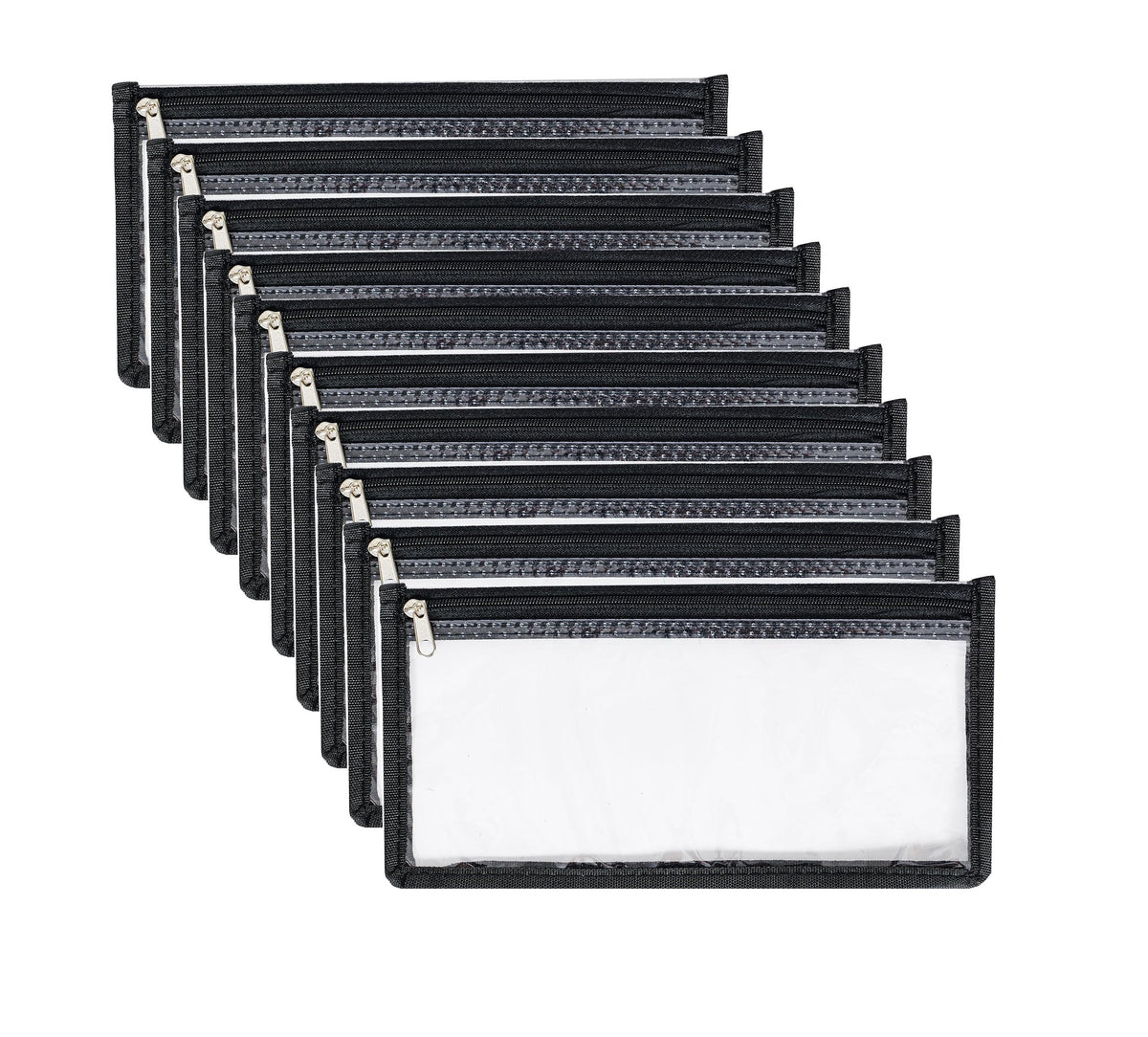 YOAVIP 3.9 x 7.8 Clear Cash Register Money Pouch Bank Deposit Bag Check Wallet 10 Pack Zipper Closure