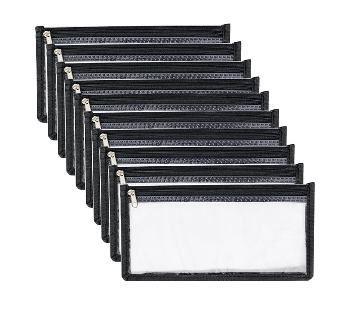 10-Pack Clear Zipper Cash Pouches for Money & Documents
